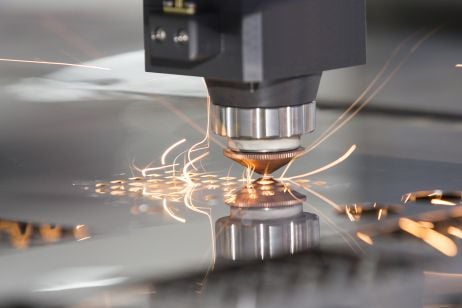 Laser cutting metal close-up