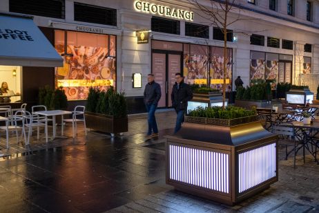 Illuminated public street planters