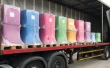 brightly coloured planters for a school
