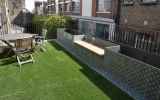 Bespoke steel planter / bench clad with terrazzo tiles