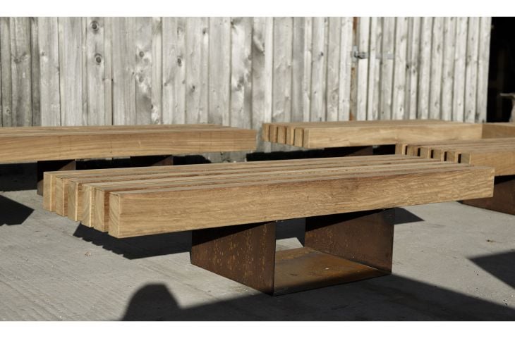 Corten steel seats and benches