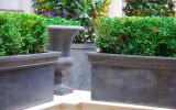 Steel planters clad in lead sheet for Rosewood London
