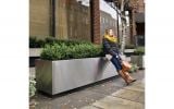 Stainless steel trough planters [L 3000 x W 600 x H 600mm] for prime office building in Dublin