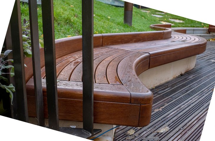 Standalone FSC hardwood seats and benches