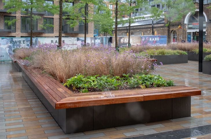 Royal Bank of Canada Jersey, Bespoke Steel Outdoor Seating, Planters with  Seating, Steel Seats and Benches, Bespoke Steel Design and Manufacture