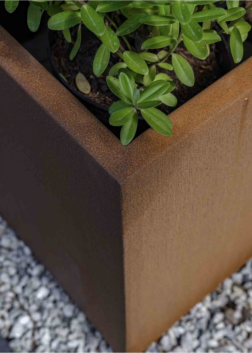 Rusted Steel Planter Box Close Up