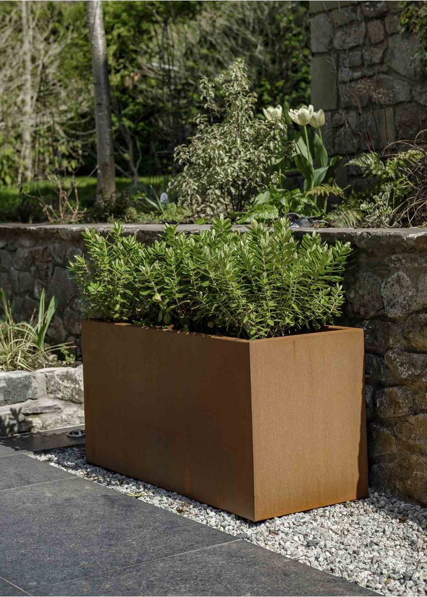 Weathered Corten Garden Planter