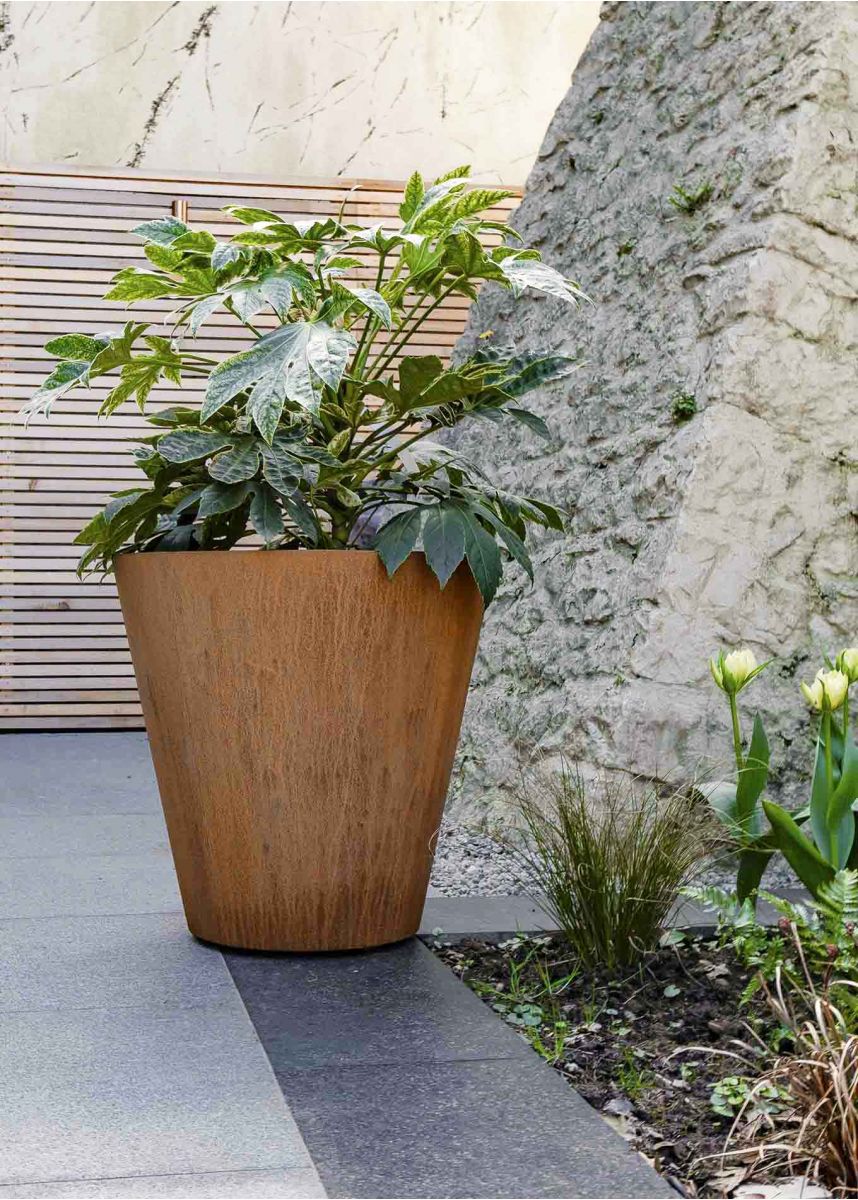 60cm High Corten Round Planter