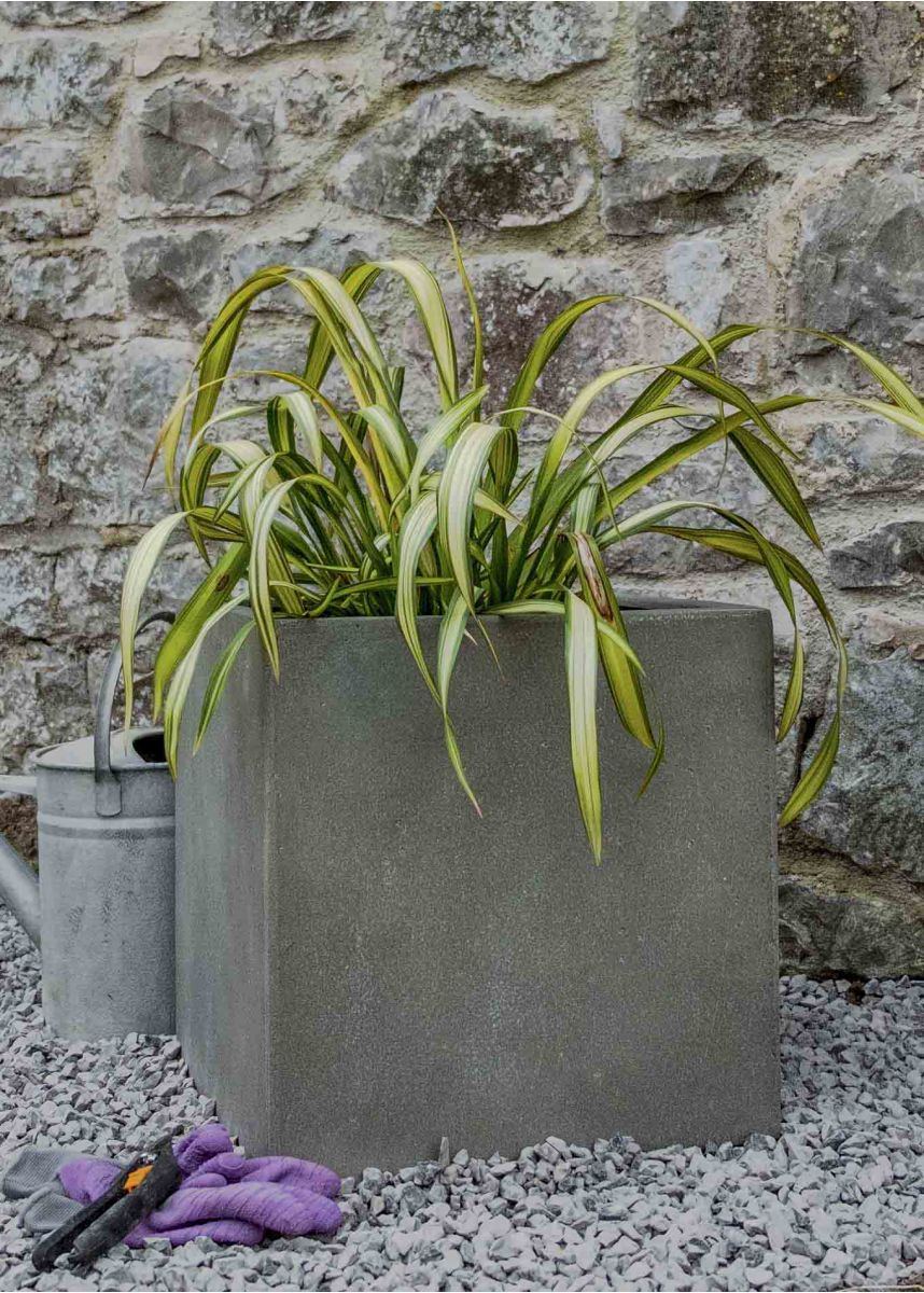 Fibreglass Mid-Grey Cube Planters