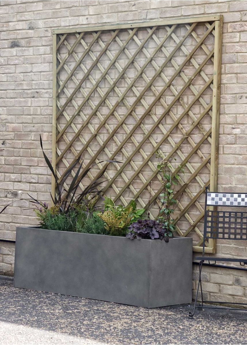 Rectangular plant container with trellis