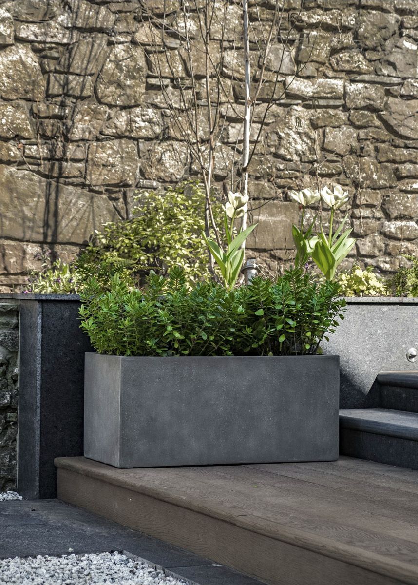 Grey Fibreglass Trough Planters