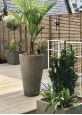 tall round garden planter, grey