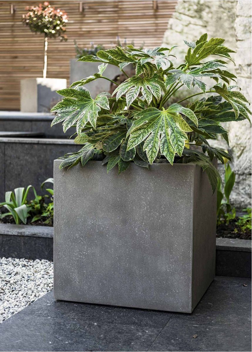 Large Mid Grey Square Plant Pot