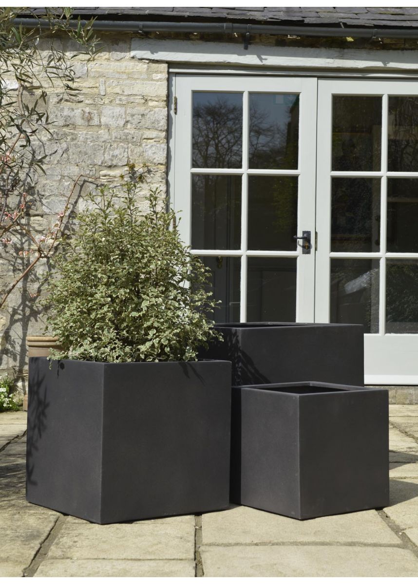 Brown Black Cube Plant Pots