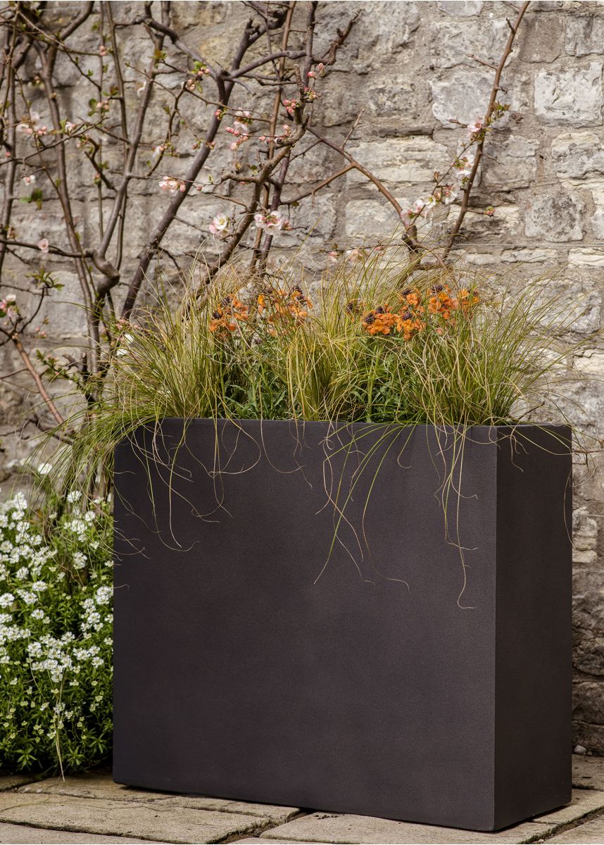 Brown Black Rectangular Plant Pots