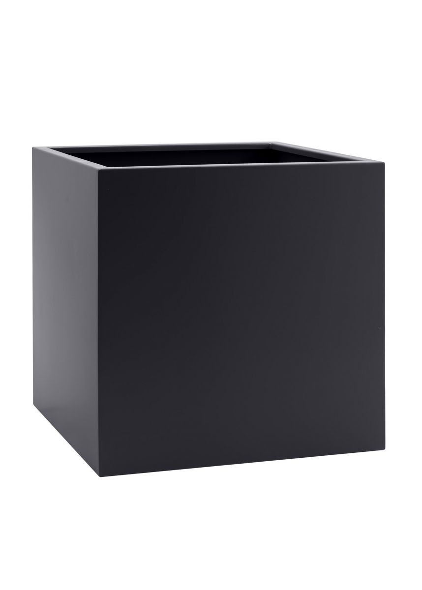 Black cube steel planter