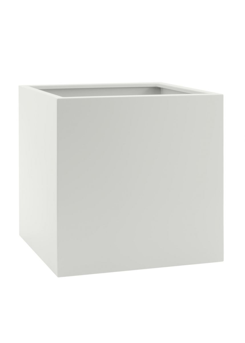 White cube steel planter