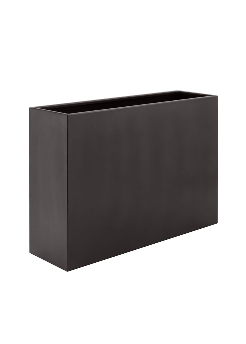 Grey brown rectangular coated steel planter