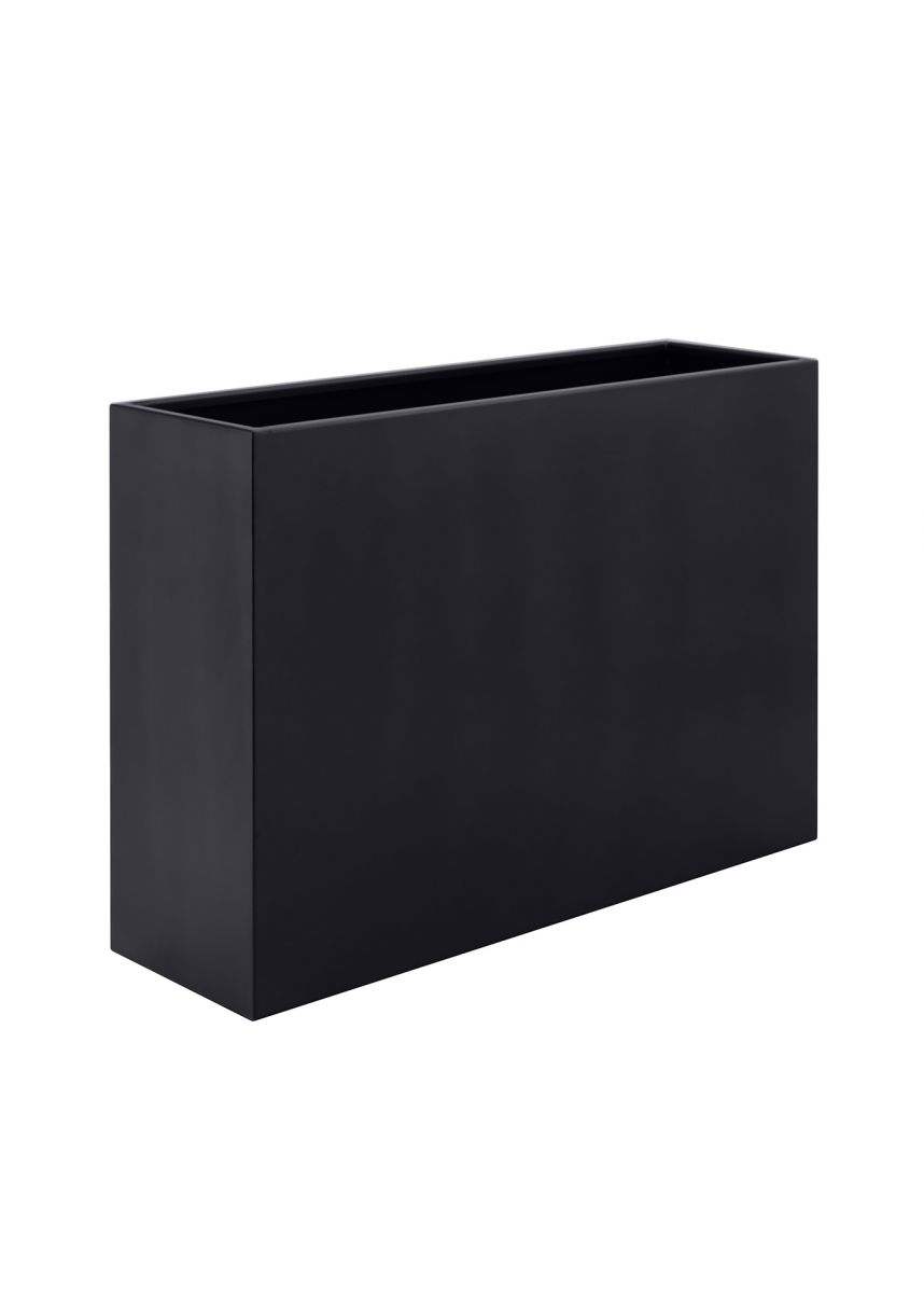 Black rectangular steel planters