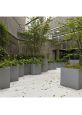 Grey square planters in powder coated steel
