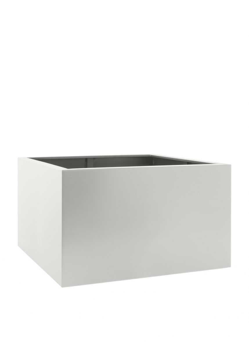 Square steel planters in white