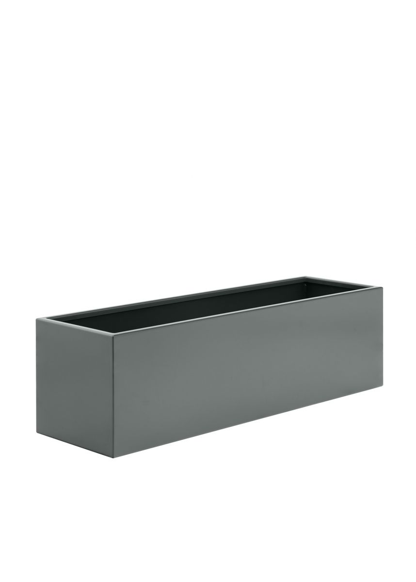 Trough steel planter in grey