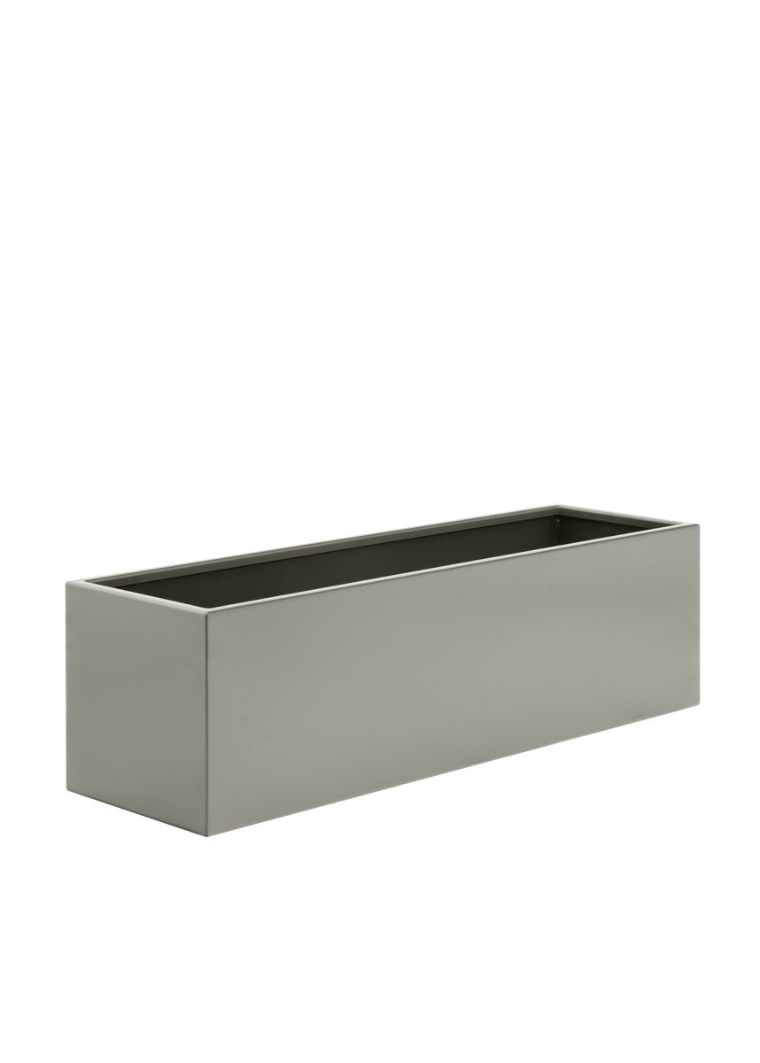 Stone grey trough steel planter