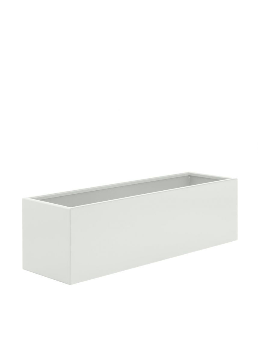 White trough planter in steel