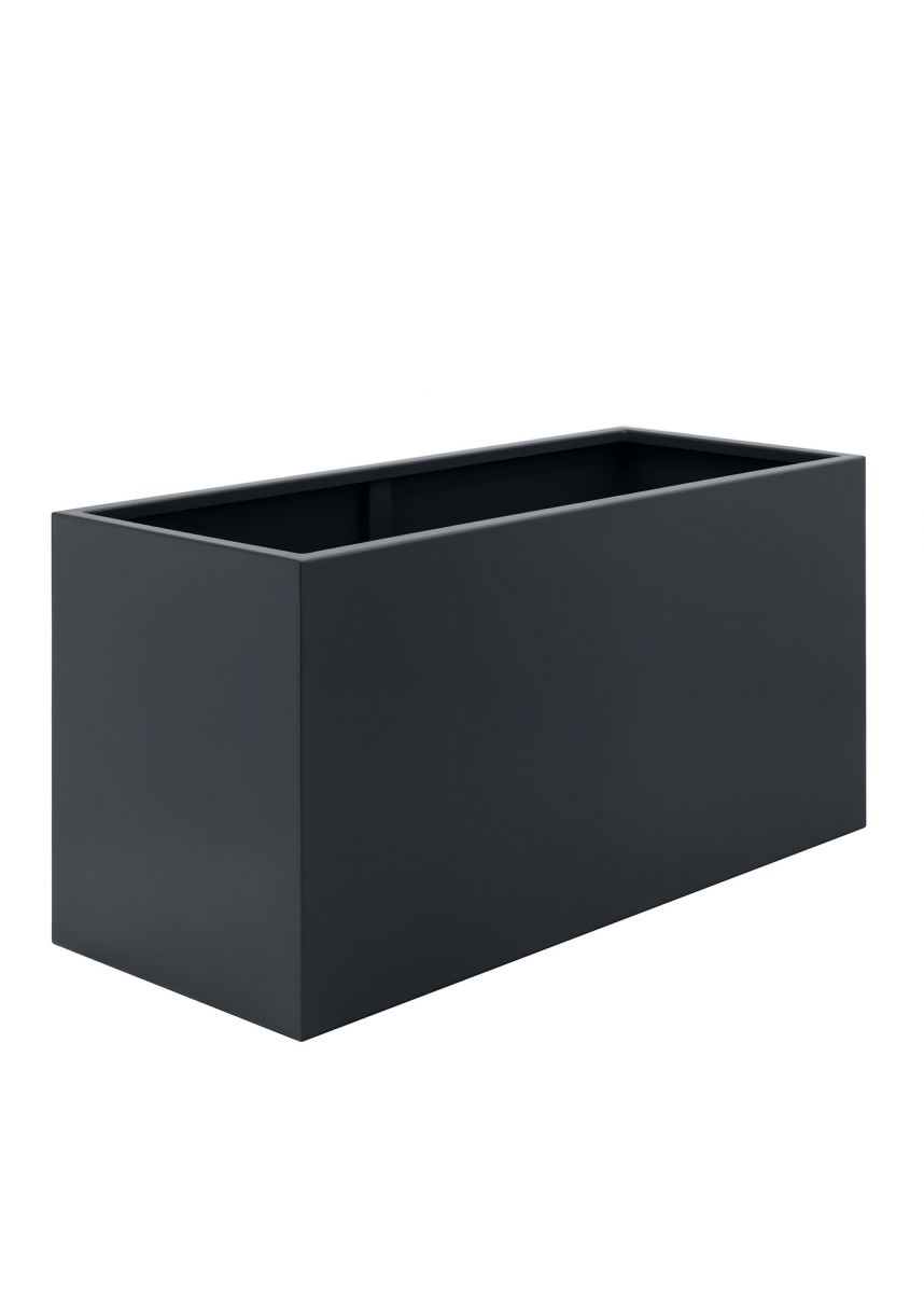 Large black grey outdoor steel planters