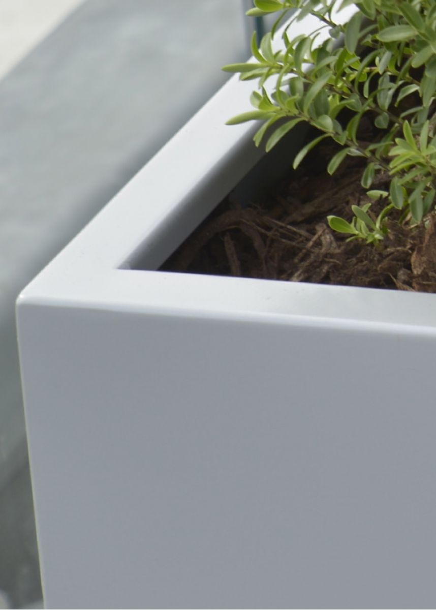 White Large Powder Coated Steel Planter