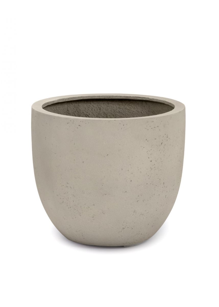 Round white stone planters