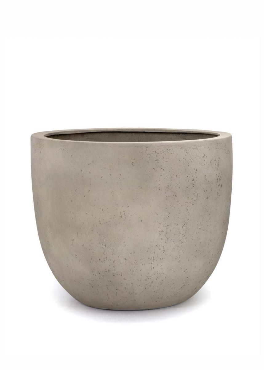 Round white stone planter