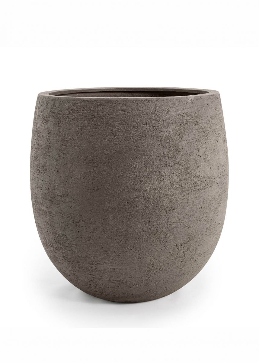 Round grey brown stone look planter