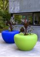 Blue and Green Public Planters