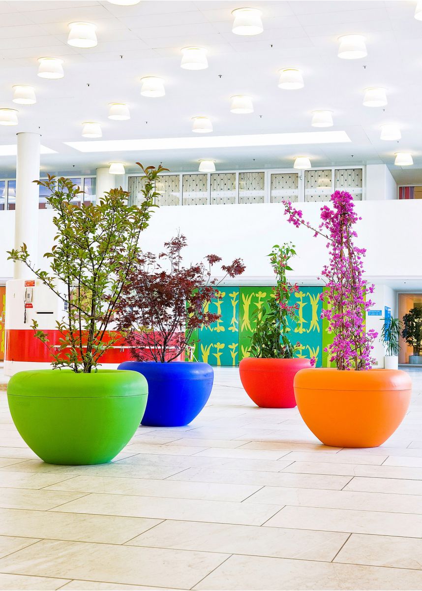 Green Blue Red and Orange Planters