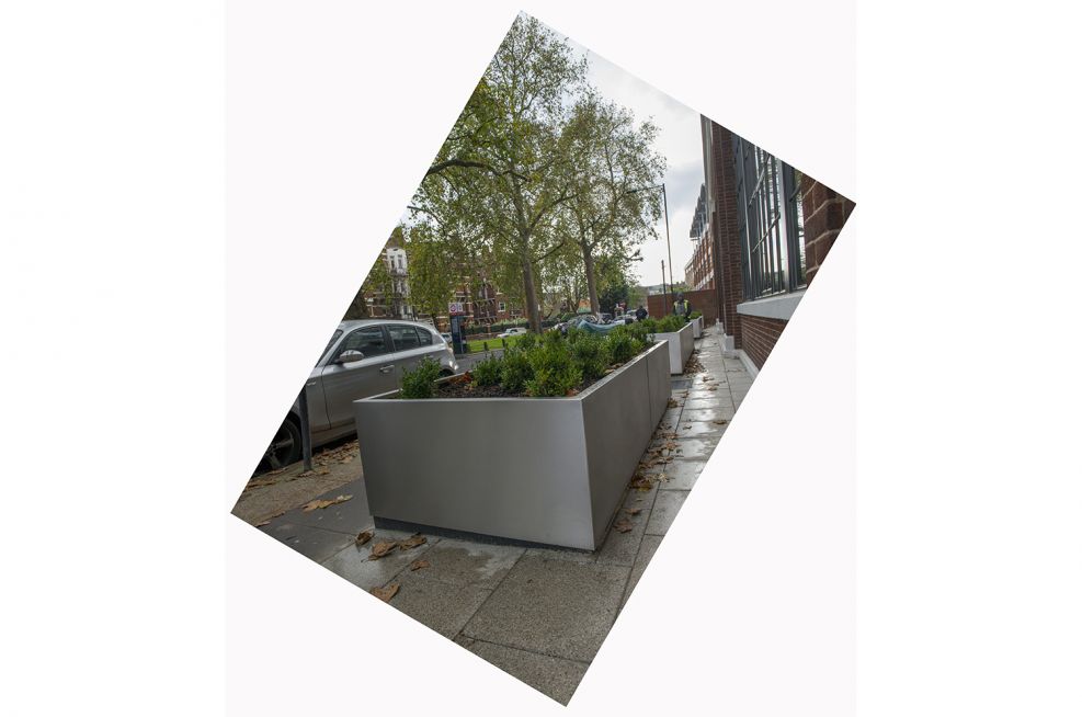 Stainless steel finished weatherproof external planting trough