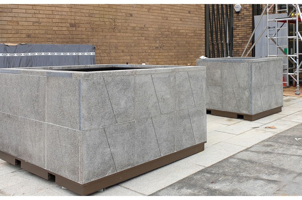 Bespoke granite clad steel planters