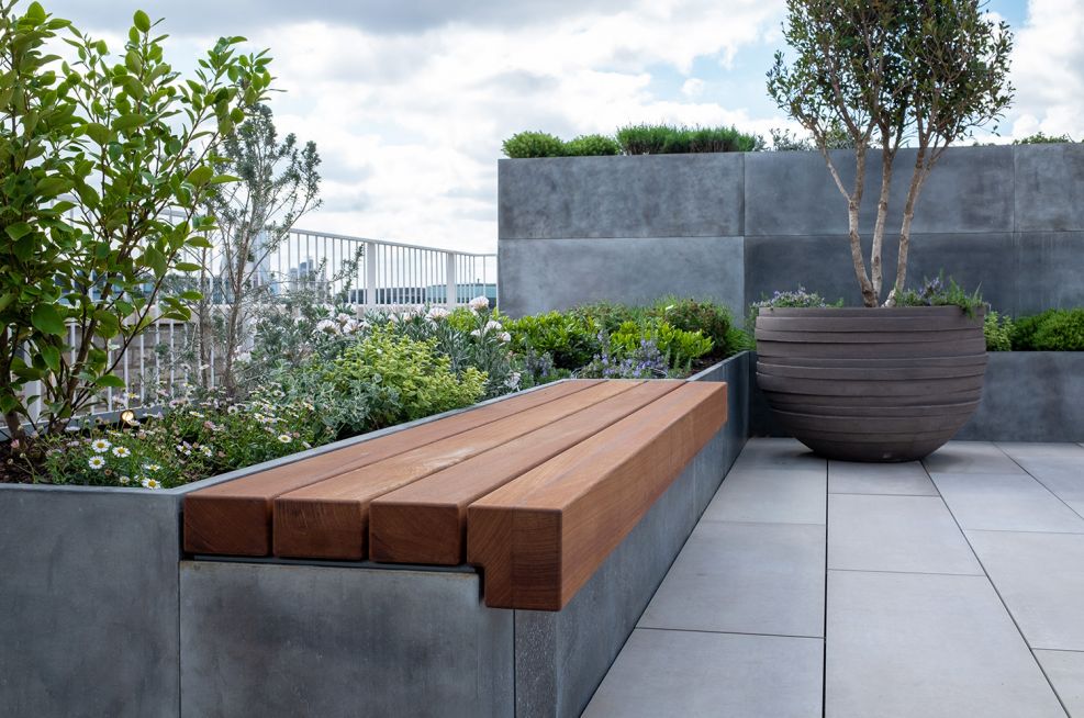 Planters with integrated seating
