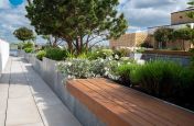 Zinc planters with attached bench seat