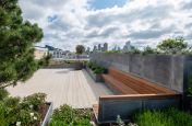 Iroko hardwood seating with planters