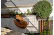 Arial view terrace garden planters