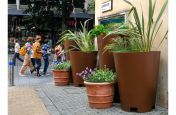 Steel planters for public high-street