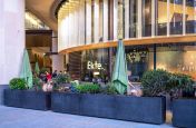 Ekte restaurant seating perimeter planters