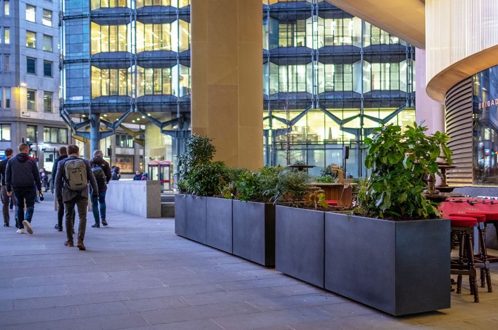Bloomberg arcade perimeter planters