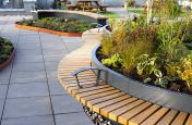Curved planter with bespoke seating