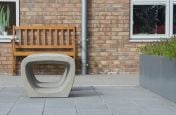 Courtyard seating alongside the steel extra large planters