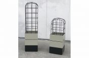 Square planters with small and large birdcage top