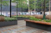 sectional tree planters with integrated seating