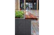 Steel planters with bench