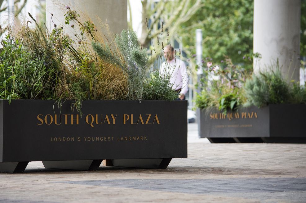 Planters With Polyester Coating, Raised Lettering and Printed Vinyl Decal